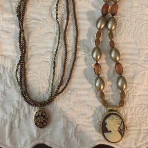 Pair of Beaded Locket Necklaces